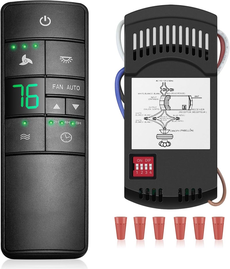 Prichor Universal Thermostatic Ceiling Fan Remote Control Kit, Ceiling Fan Remote Replacement for Hampton Bay/Harbor Breeze/Hunter, 3-Speed Timer Light Dimmer, 2AAZPHD3/HD3 KUJCE10320/TR222A - Image 1